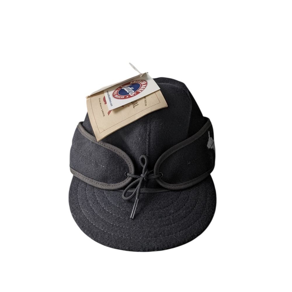 Stormy Kromer Mackinaw Cap Charcoal Wool Winter Hat Upper Peninsula UP Sz 7 1/8